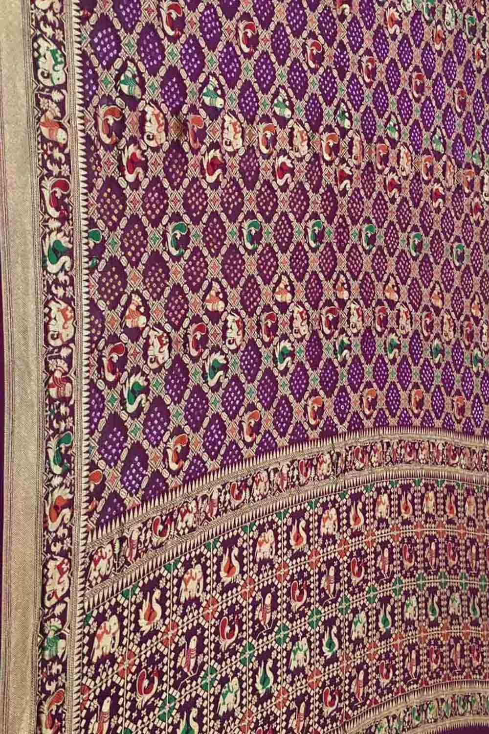Elegant Purple Banarasi Bandhani Meenakari Georgette Saree - Luxurion World