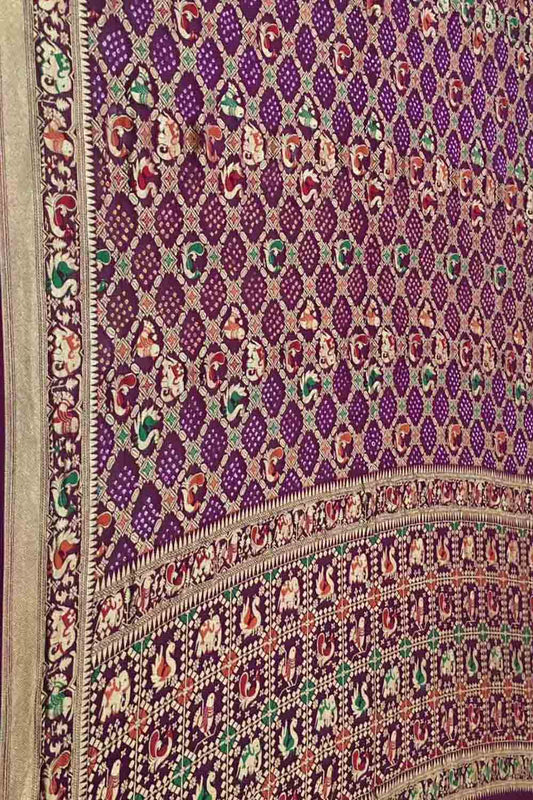 Elegant Purple Banarasi Bandhani Meenakari Georgette Saree - Luxurion World