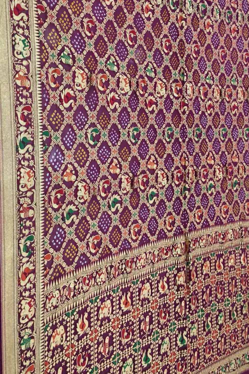Elegant Purple Banarasi Bandhani Meenakari Georgette Saree - Luxurion World