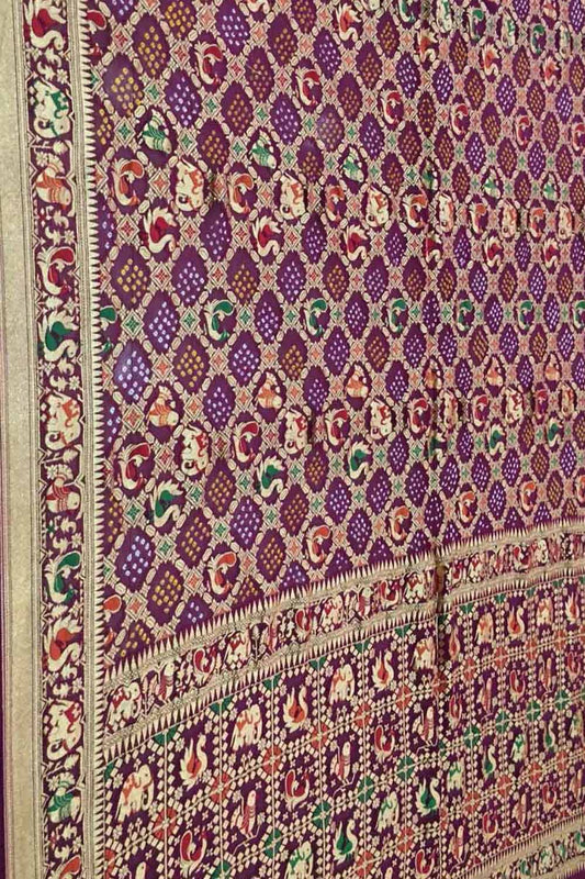 Elegant Purple Banarasi Bandhani Meenakari Georgette Saree - Luxurion World