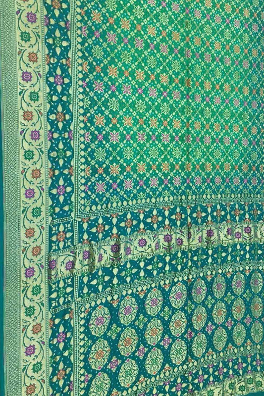 Exquisite Green Banarasi Bandhani Meenakari Georgette Saree - Luxurion World