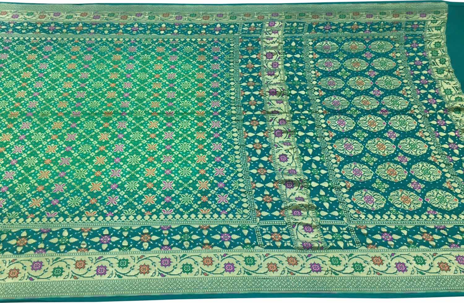 Exquisite Green Banarasi Bandhani Meenakari Georgette Saree - Luxurion World