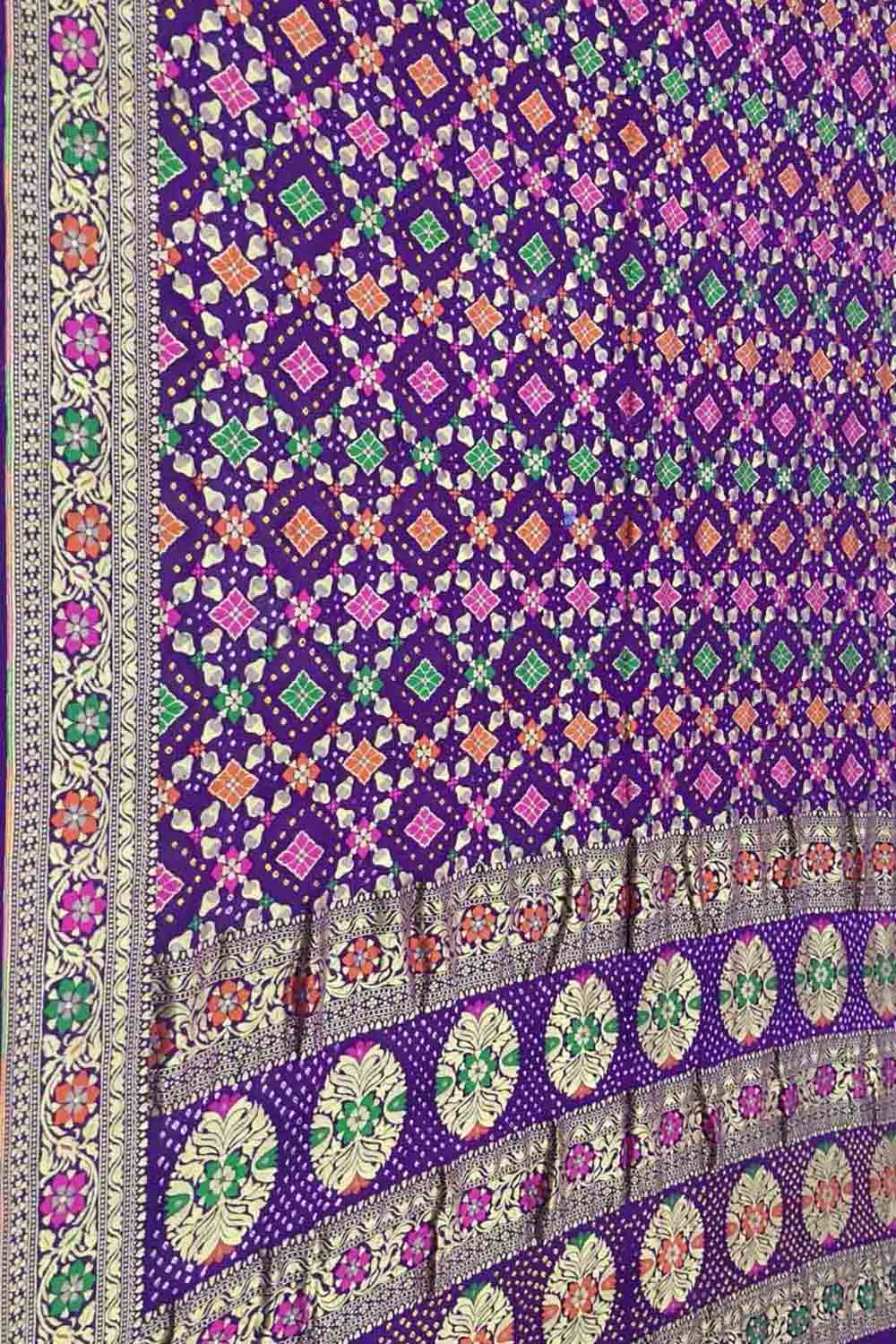 Elegant Purple Banarasi Bandhani Meenakari Georgette Saree - Luxurion World