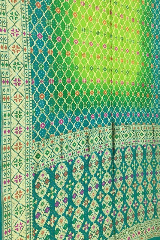 Elegant Green And Blue Banarasi Bandhani Meenakari Georgette Saree - Luxurion World
