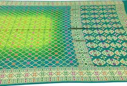 Elegant Green And Blue Banarasi Bandhani Meenakari Georgette Saree - Luxurion World
