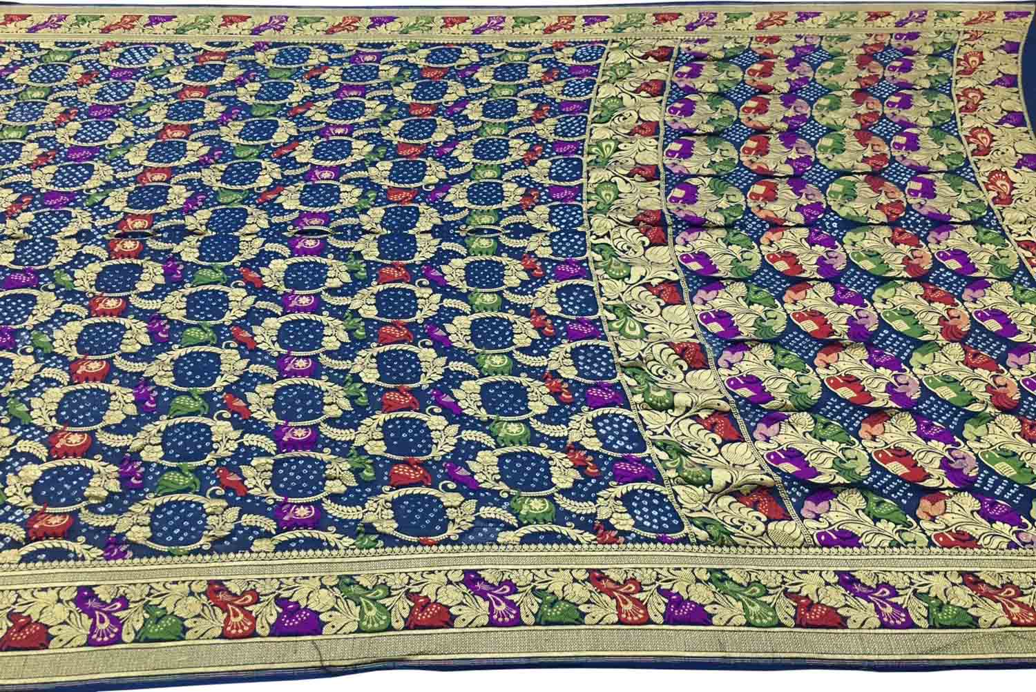 Elegant Blue Banarasi Bandhani Meenakari Georgette Saree - Luxurion World