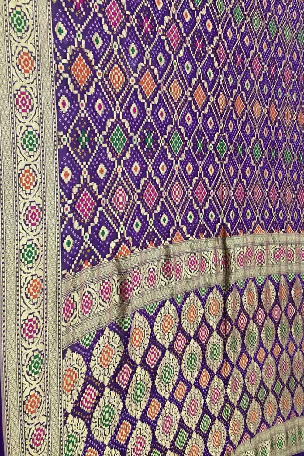 Elegant Purple Banarasi Bandhani Meenakari Georgette Saree - Luxurion World