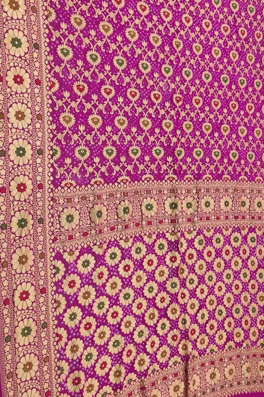 Elegant Pink Banarasi Bandhani Meenakari Georgette Saree