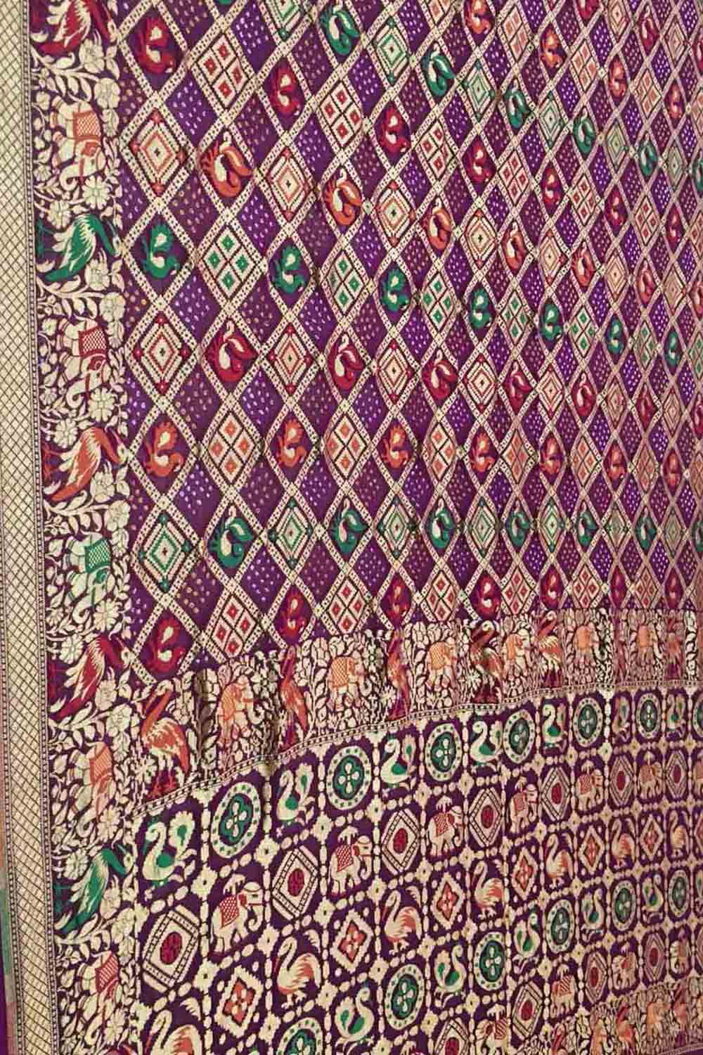 Elegant Purple Banarasi Bandhani Meenakari Georgette Saree - Luxurion World