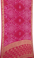 Exquisite Pink Banarasi Bandhani Gajji Silk Saree - Luxurion World