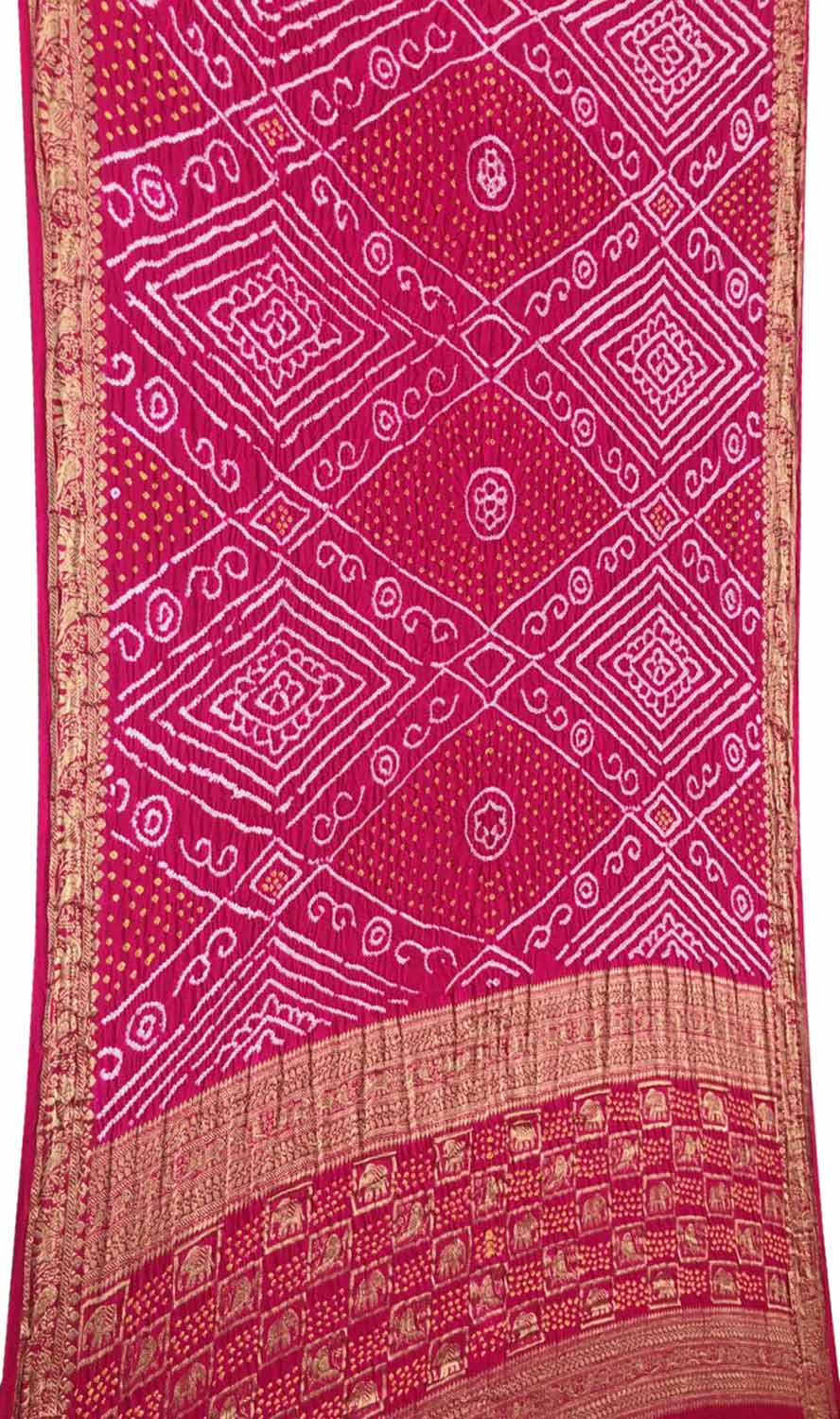 Exquisite Pink Banarasi Bandhani Gajji Silk Saree - Luxurion World