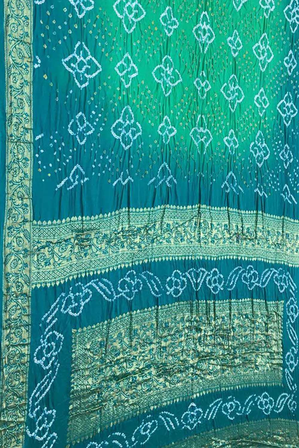 Elegant Blue Banarasi Bandhani Silk Saree - Luxurion World