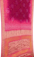 Elegant Pink Banarasi Bandhani Silk Saree - Luxurion World