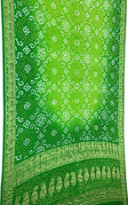 Exquisite Green Banarasi Bandhani Gajji Silk Saree - Luxurion World