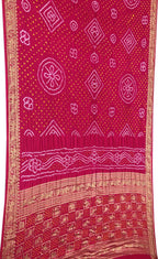 Elegant Pink Banarasi Bandhani Silk Saree - Luxurion World
