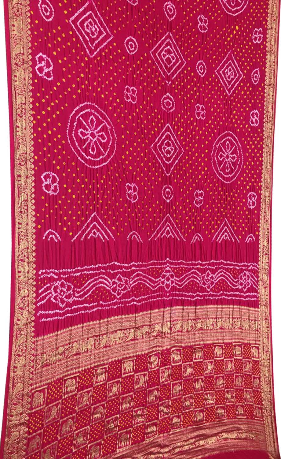 Elegant Pink Banarasi Bandhani Silk Saree - Luxurion World