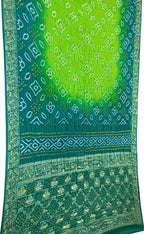 Exquisite Green Banarasi Bandhani Gajji Silk Saree - Luxurion World