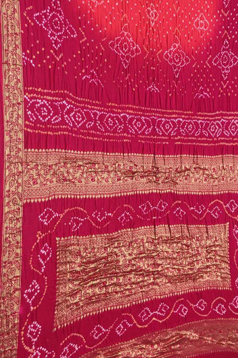 Exquisite Pink Banarasi Bandhani Gajji Silk Saree - Luxurion World