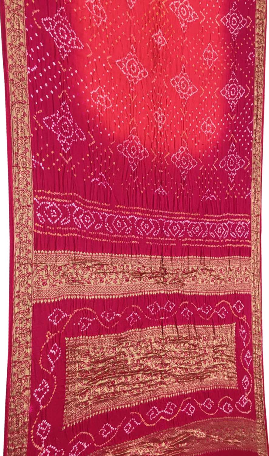 Exquisite Pink Banarasi Bandhani Gajji Silk Saree - Luxurion World