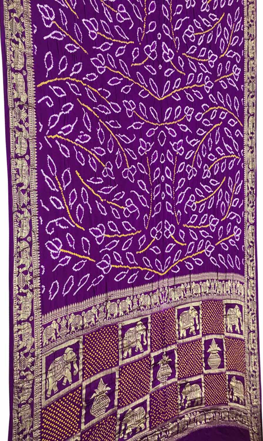 Elegant Purple Bandhani Gajji Silk Saree - Luxurion World