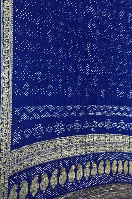 Elegant Blue Bandhani Gajji Silk Saree