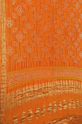 Orange Banarasi Bandhani Gajji Silk Saree - Luxurion World