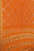 Orange Banarasi Bandhani Gajji Silk Saree - Luxurion World