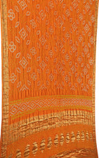 Orange Banarasi Bandhani Gajji Silk Saree - Luxurion World