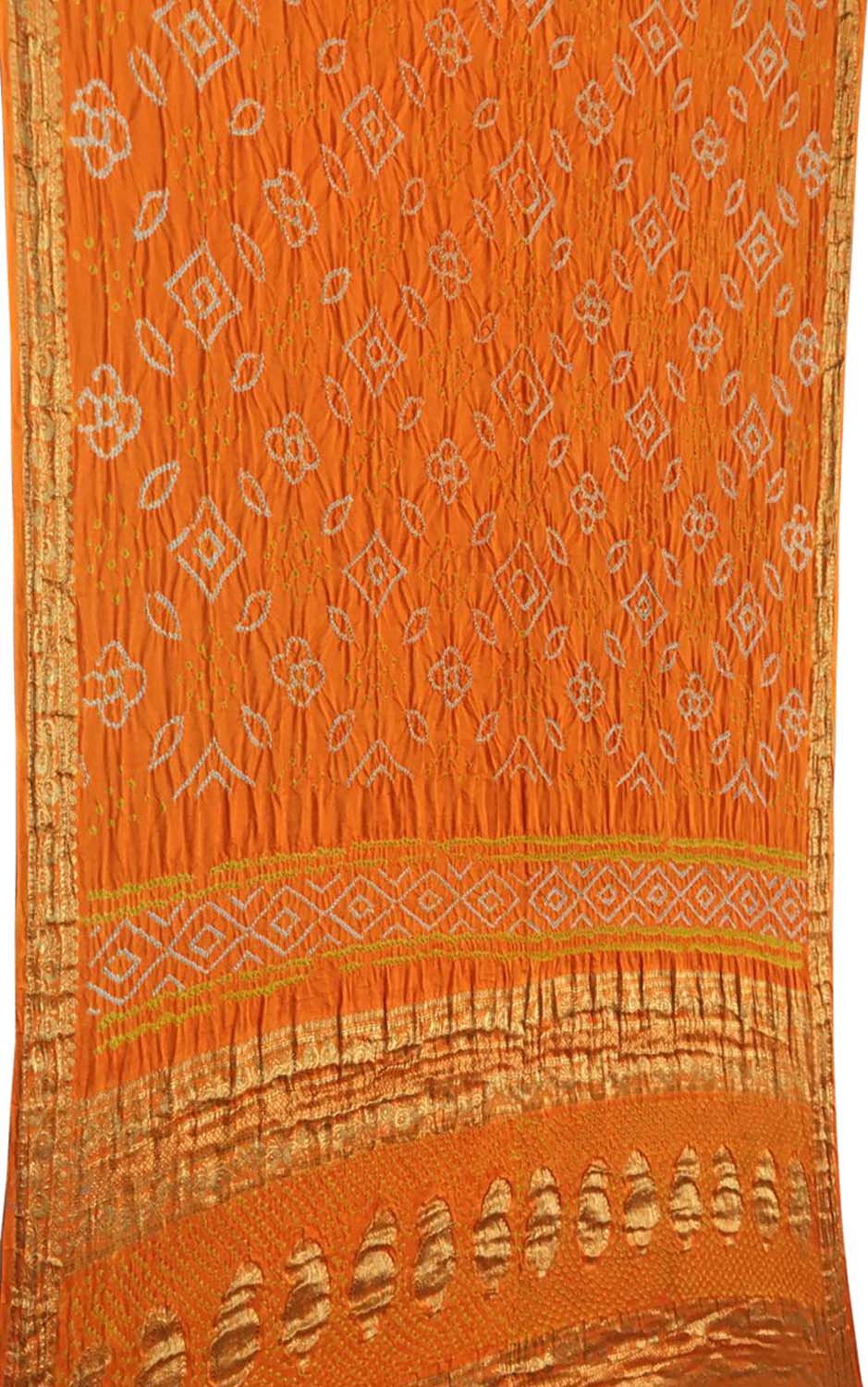 Orange Banarasi Bandhani Gajji Silk Saree - Luxurion World