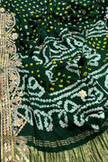 Elegant Green Bandhani Silk Saree with Gota Work - Luxurion World