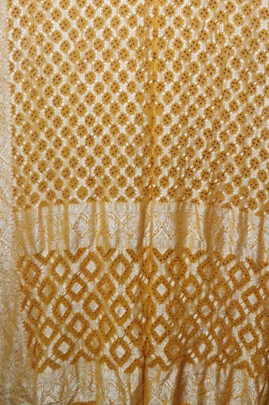 Yellow Banarasi Bandhani Pure Georgette Saree - Luxurion World