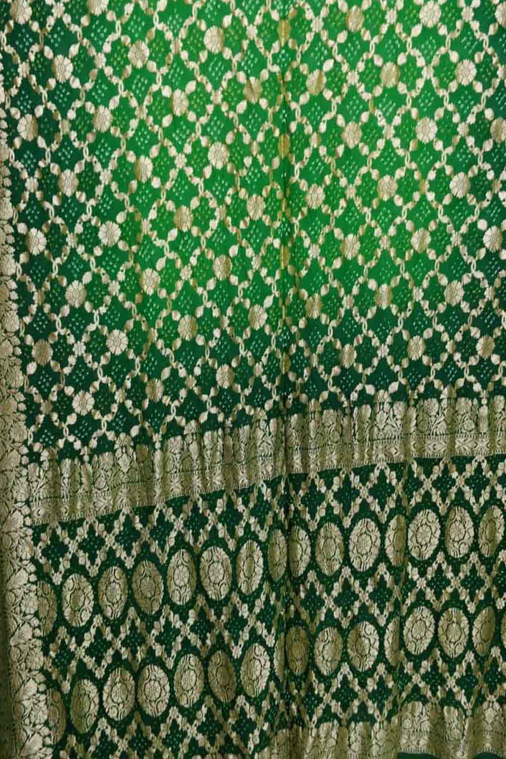 Stunning Green Banarasi Bandhani Georgette Saree - Pure Elegance - Luxurion World