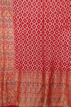 Red Banarasi Bandhani Handloom Pure Georgette Saree - Luxurion World