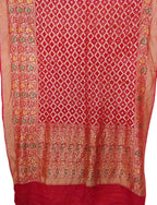Red Banarasi Bandhani Handloom Pure Georgette Saree - Luxurion World