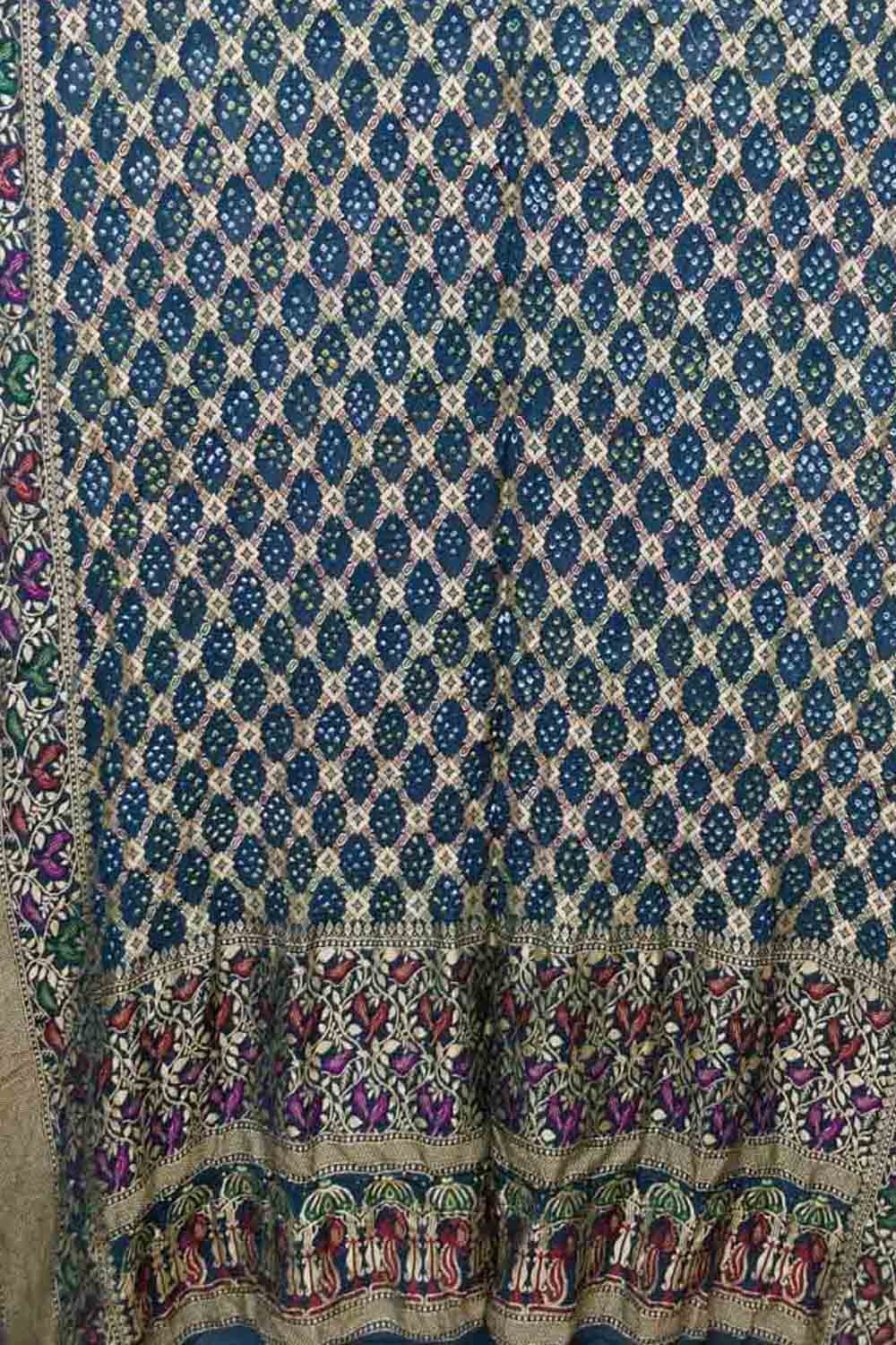 Blue Banarasi Bandhani Handloom Pure Georgette Saree - Luxurion World
