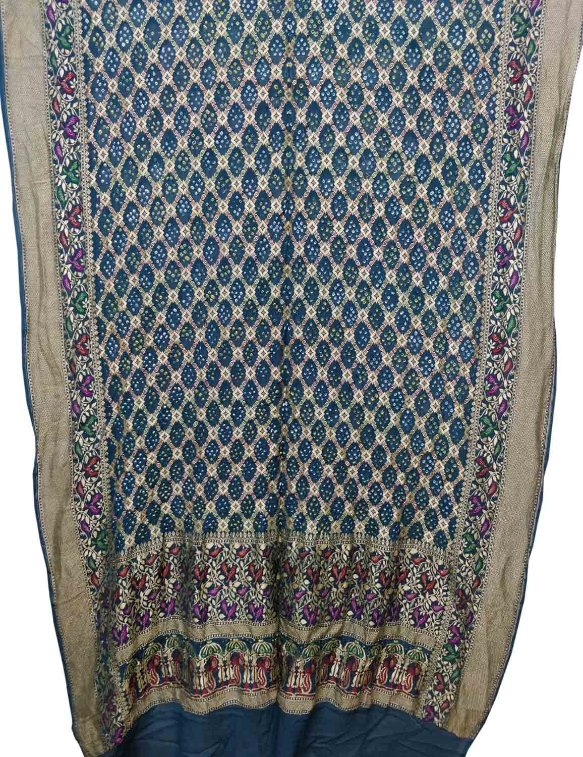 Blue Banarasi Bandhani Handloom Pure Georgette Saree - Luxurion World