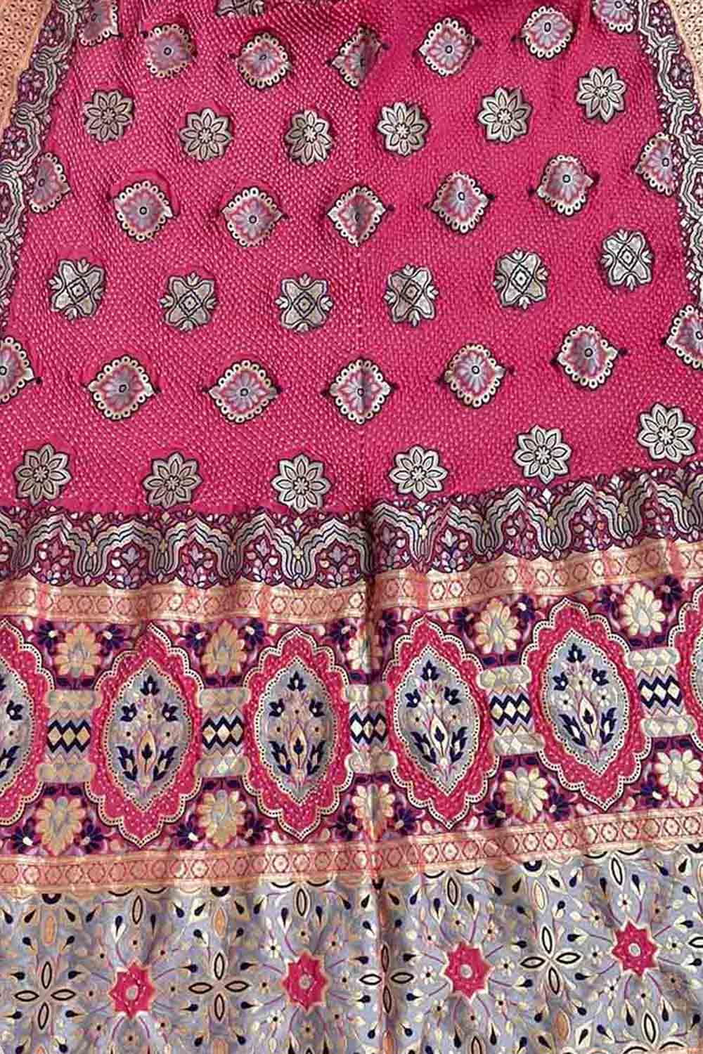 Pink Banarasi Bandhani Pure Georgette Saree - Luxurion World