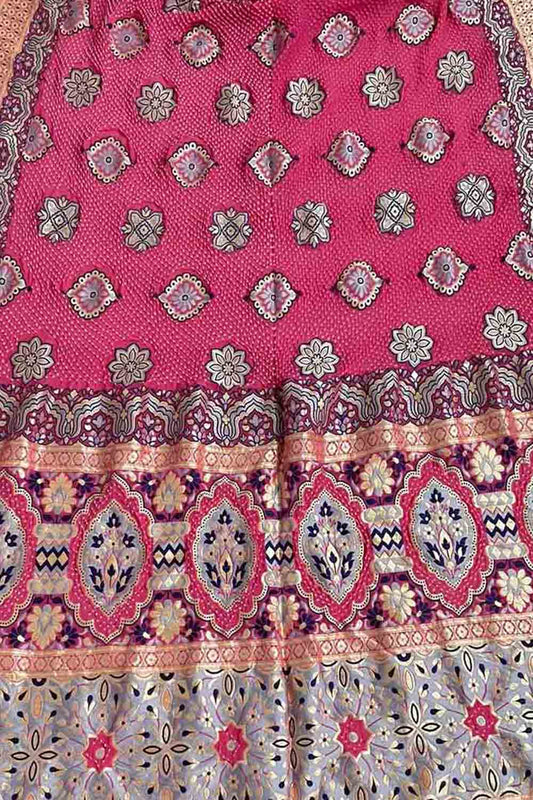 Pink Banarasi Bandhani Pure Georgette Saree - Luxurion World