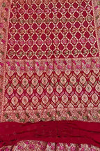 Red Banarasi Bandhani Pure Georgette Saree - Luxurion World