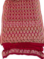 Red Banarasi Bandhani Pure Georgette Saree - Luxurion World