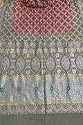 Grey And Red Banarasi Bandhani Pure Georgette Saree - Luxurion World