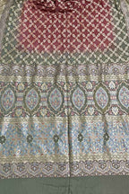 Grey And Red Banarasi Bandhani Pure Georgette Saree - Luxurion World
