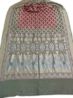 Grey And Red Banarasi Bandhani Pure Georgette Saree - Luxurion World