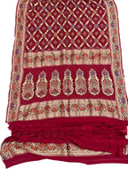 Red Banarasi Bandhani Pure Georgette Saree - Luxurion World