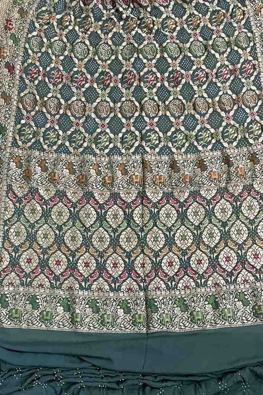 Grey Banarasi Bandhani Pure Georgette Saree - Luxurion World