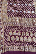 Purple Banarasi Bandhani Pure Georgette Saree - Luxurion World