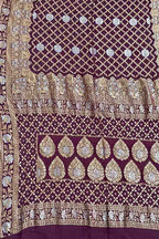 Purple Banarasi Bandhani Pure Georgette Saree - Luxurion World