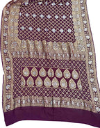 Purple Banarasi Bandhani Pure Georgette Saree - Luxurion World