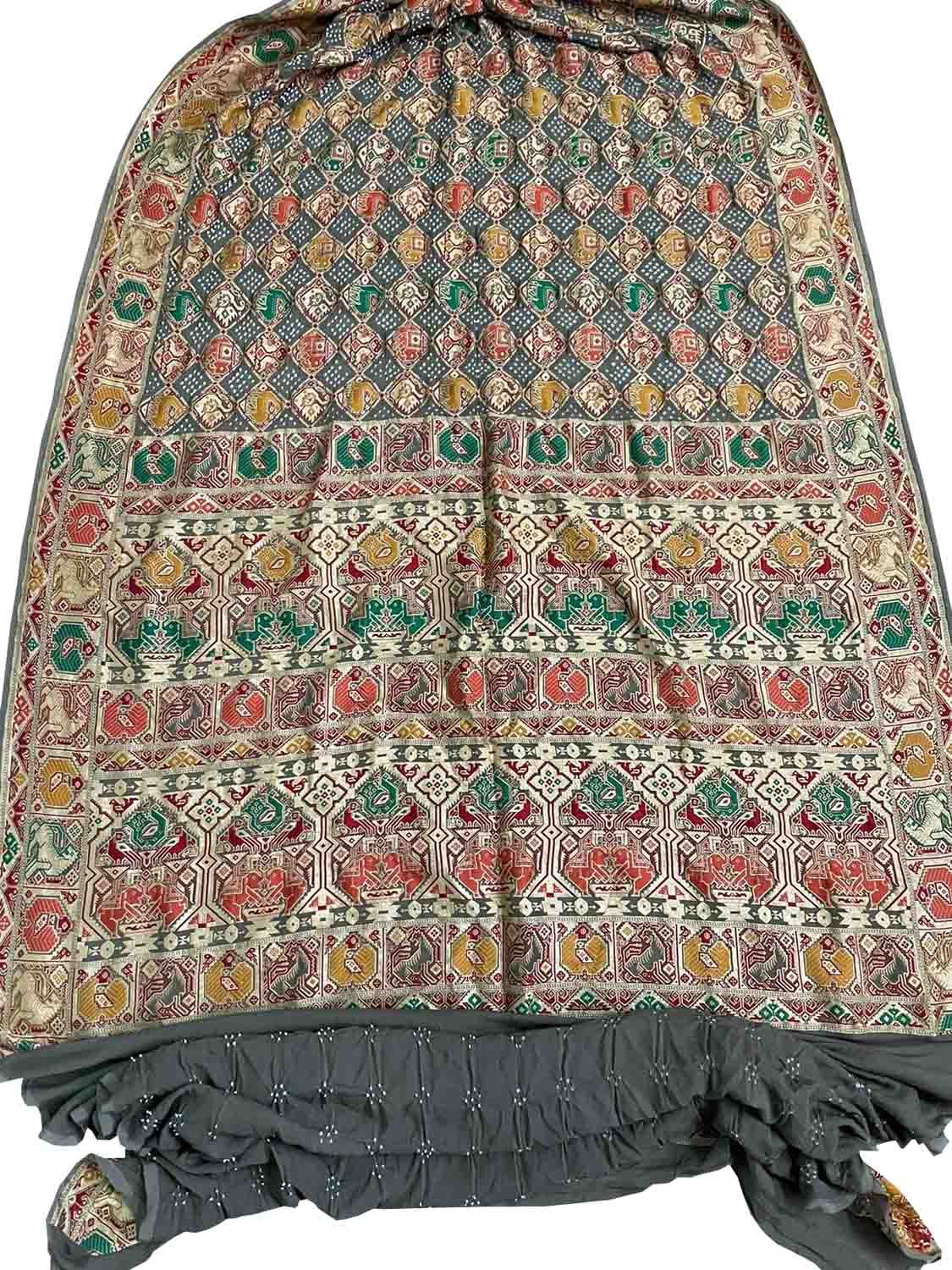 Grey Banarasi Bandhani Pure Georgette Saree - Luxurion World