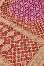 Red And Purple Banarasi Bandhani Handloom Pure Georgette Saree - Luxurion World